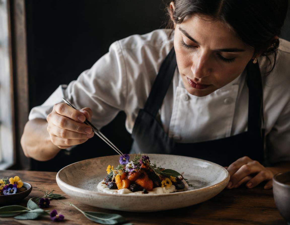 Anaïs Lerouge dressant une assiette